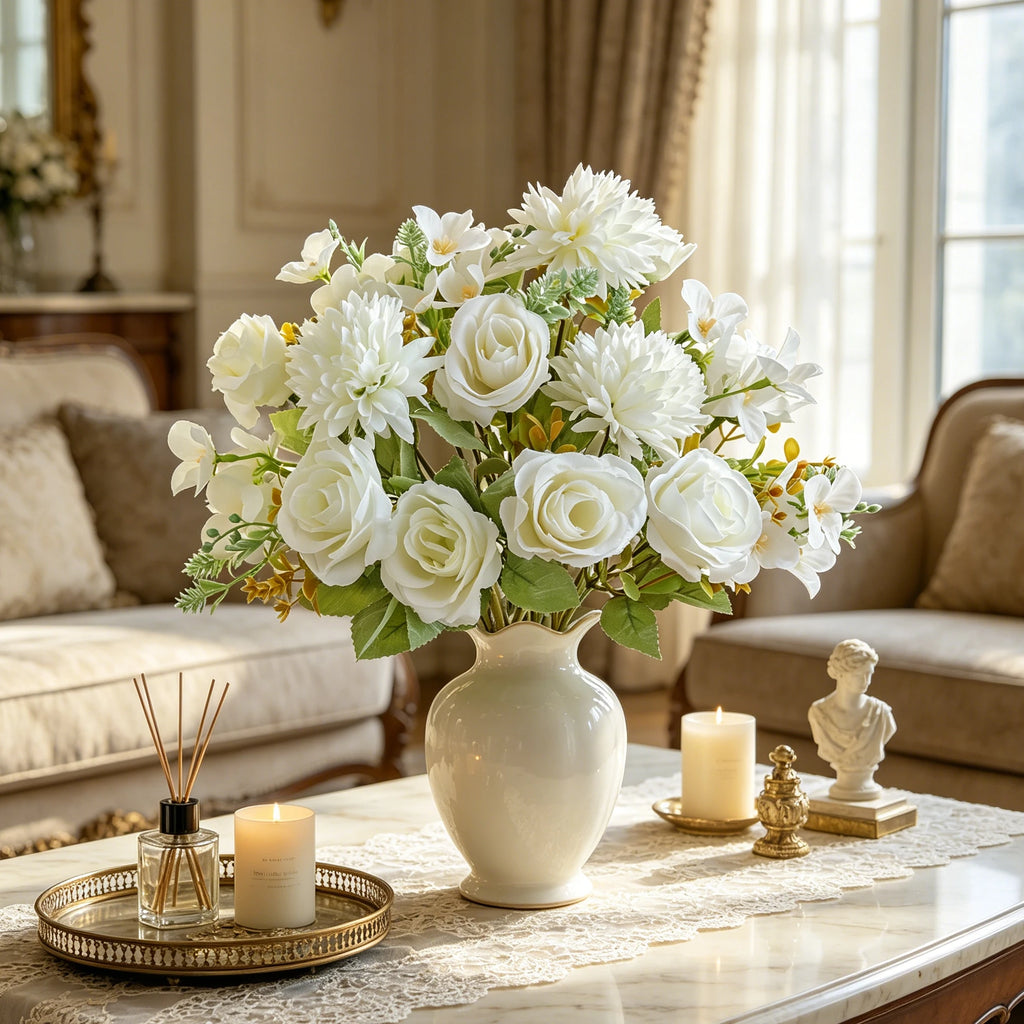 Artificial Silk Hydrangea Rose Bouquet | Wedding & Home Décor Artificial Flower Bouquet Babs