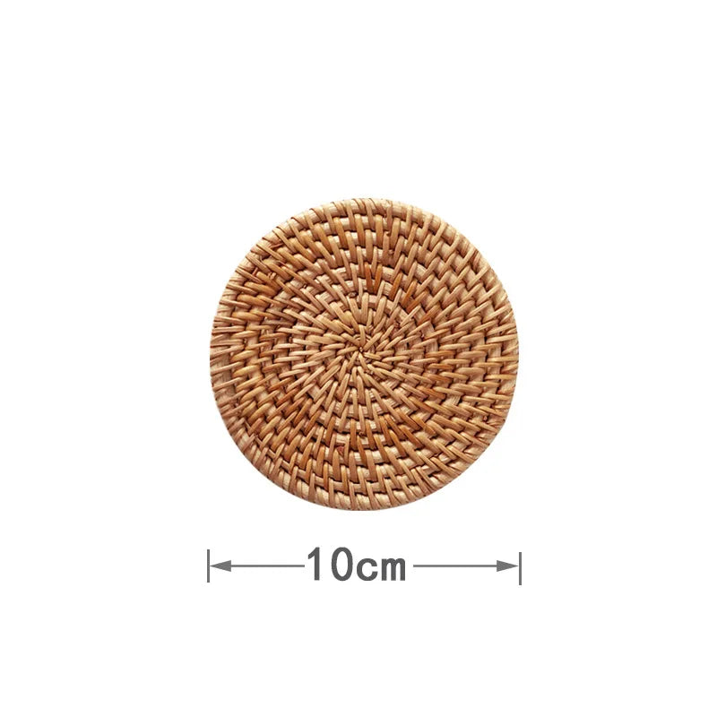 Handcrafted Round Rattan Placemats & Coasters – 8–20cm Rattan Placemat Coaster Babs 10CM 1PCS Round