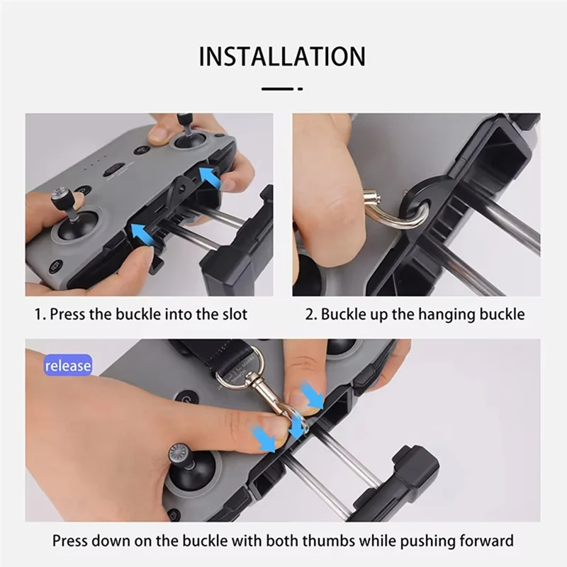 DJI RC N3/N2/N1 Fixed Clip Hook & Lanyard – Mini 4 Pro/Flip/NEO Drone Remote Clip Babs Black A