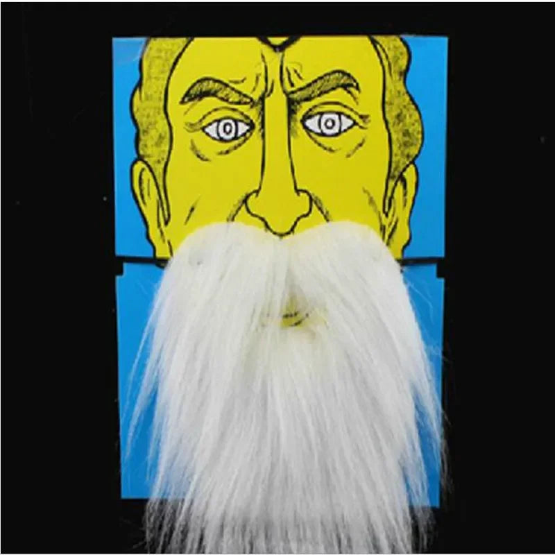 Santa Claus Fake Beard & Moustache – Festive Cosplay Party Prop Costume Prop Babs White