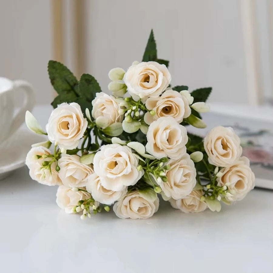 UV-Resistant Artificial Silk Rose Bouquet – Wedding & Home Décor Artificial Flower Bouquet Babs color 3 2 pcs