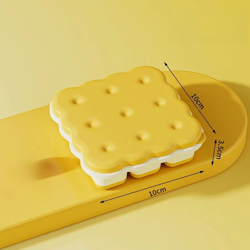 Silicone Ice Cube Mold – Biscuit Shape, Easy Press Release Silicone Ice Cube Tray Babs YELLOW