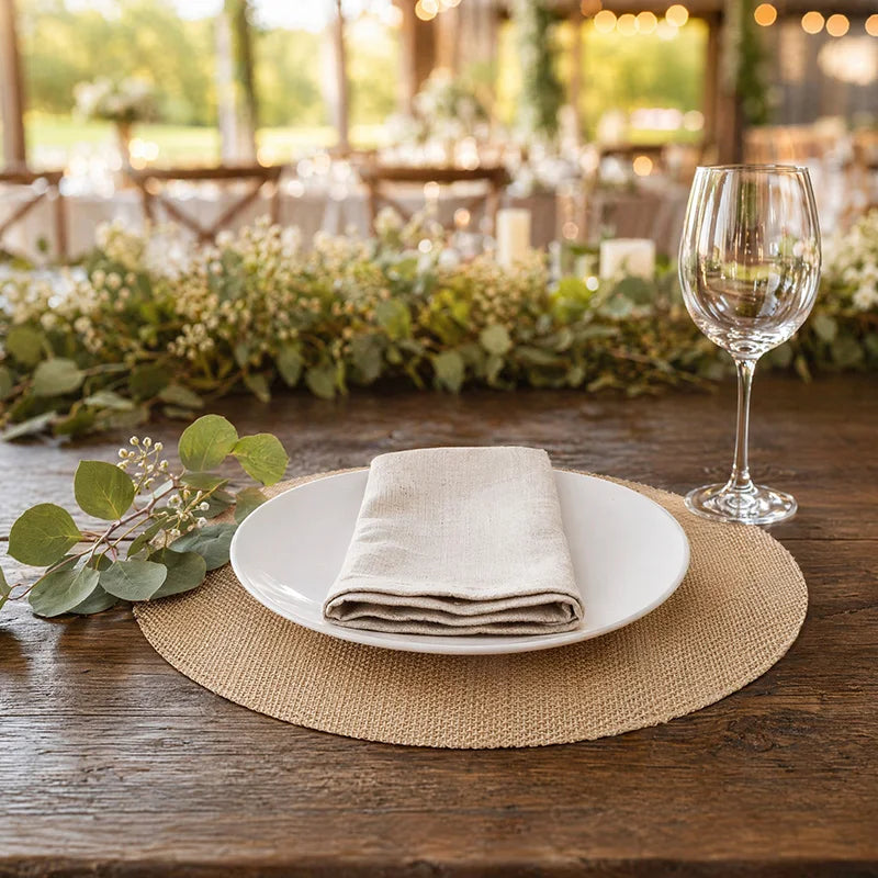 12 Round Burlap Placemats – Jute Table Mats for Parties Burlap Placemats Babs