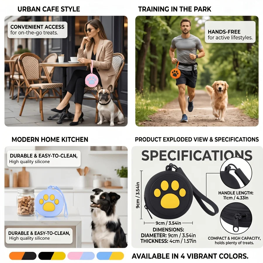 Silicone Dog Treat Pouch – Portable Waterproof Training Bag Dog Training Pouch Babs