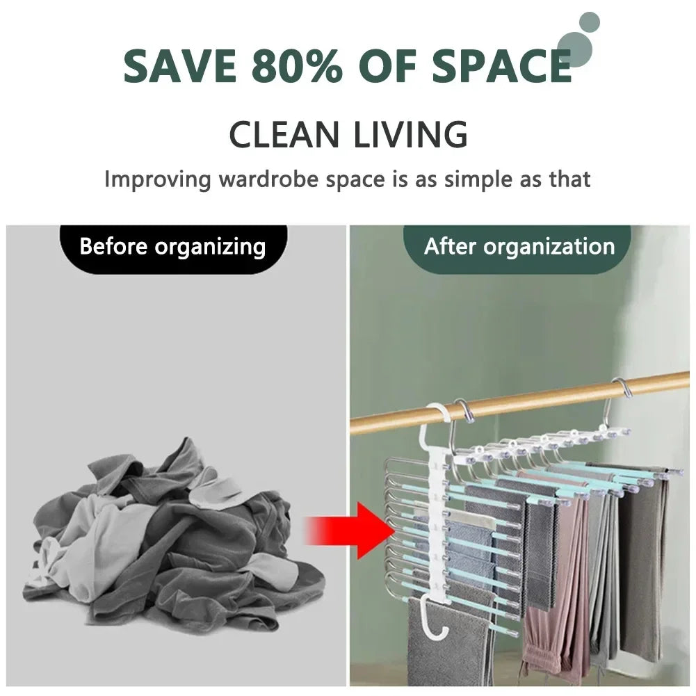 9-in-1 Pants & Tie Closet Organizer | Stainless Steel Hanger Closet Organizer Hanger Babs