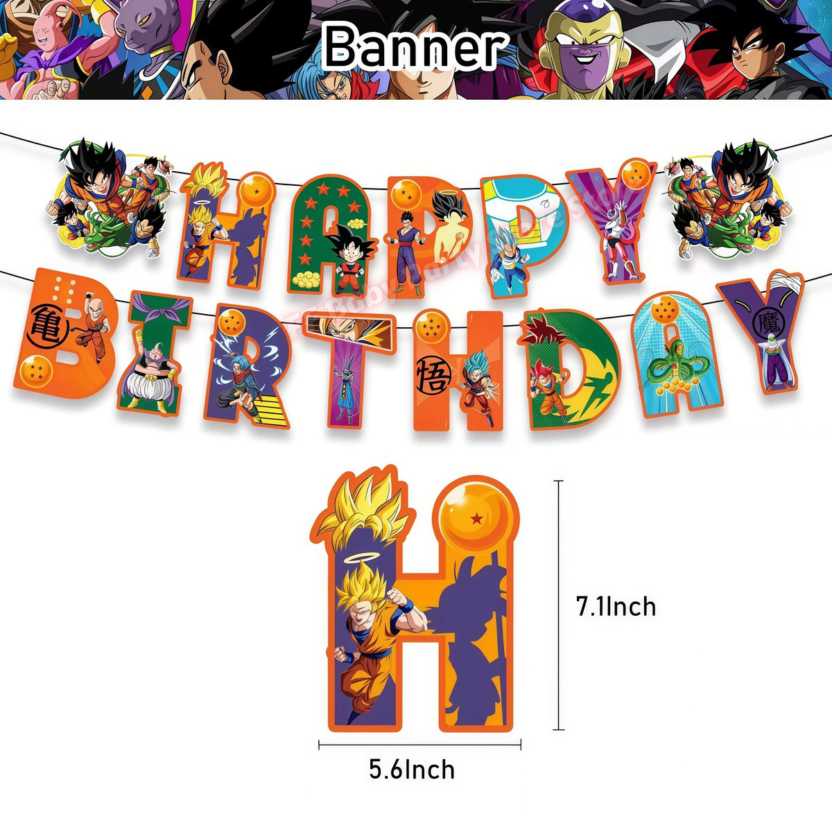 Dragon Ball Z Birthday Party Supplies – Goku Plates & Balloons Party Decoration Set Babs 1set Banner