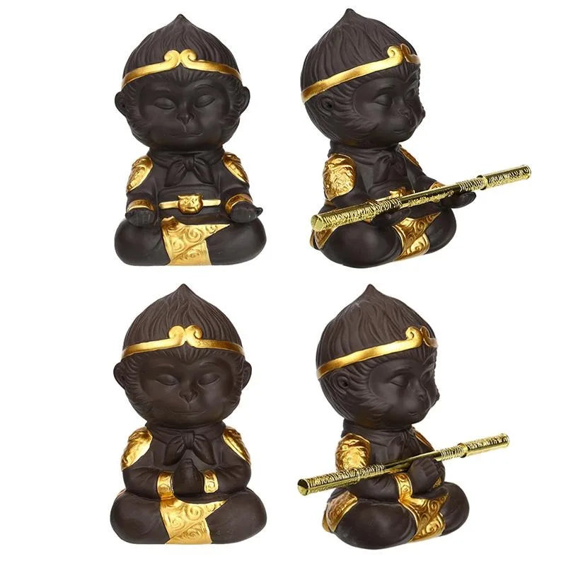 Purple Clay Sun Wukong Tea Pet – Monkey King Kung Fu Statue Tea Pet Figurine Babs