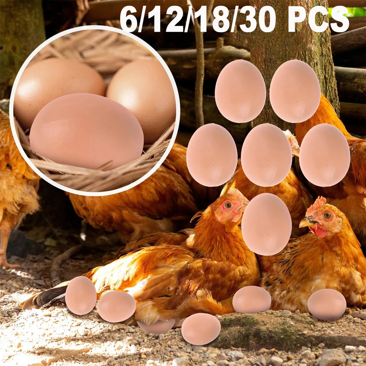 Fake Nesting Eggs for Chickens – Plastic Nest Training Eggs 6/12 Pack Poultry Nesting Eggs Babs