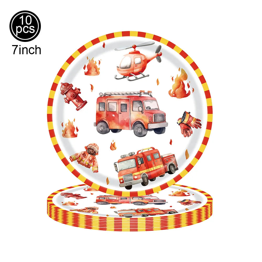 Fire Truck Birthday Party Tableware – Plates, Cups & Napkins Party Tableware Set Babs Deep Sapphire