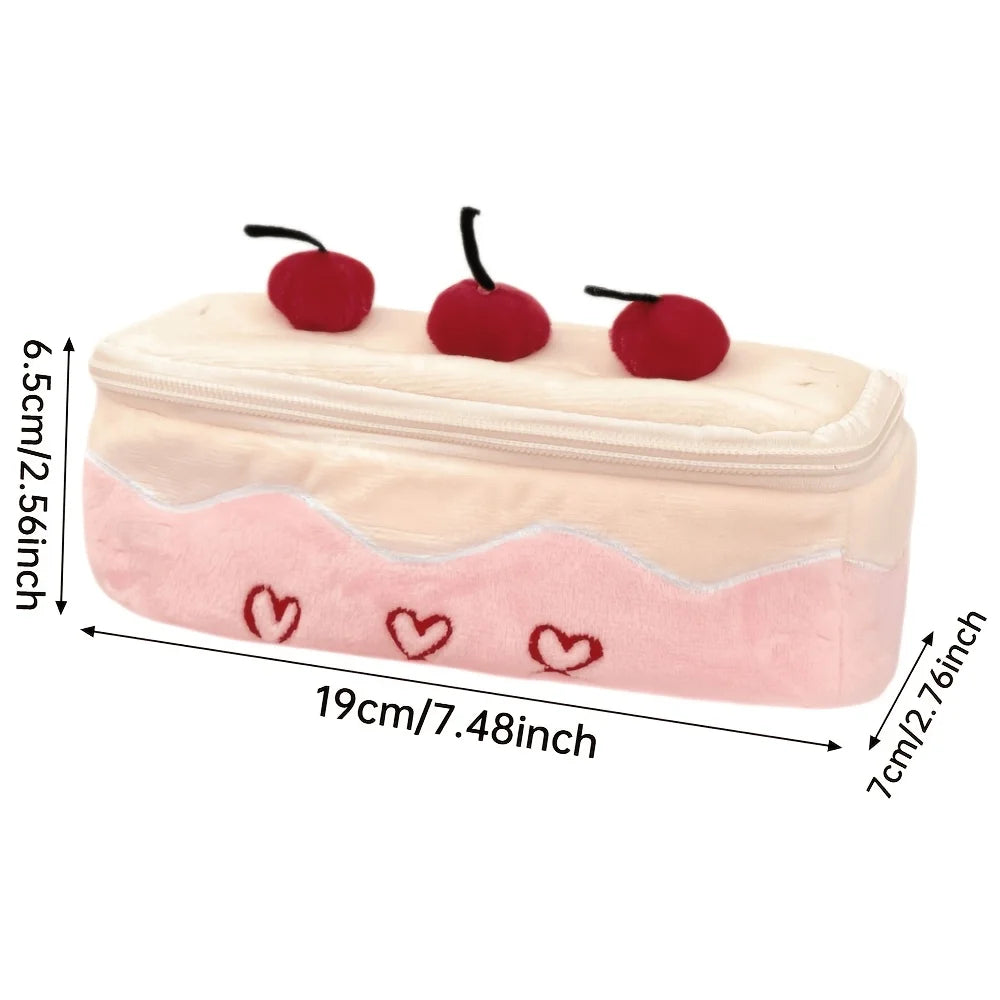 Cute Cherry Cake Plush Pencil Case | Back to School Pouch Plush Pencil Case Babs