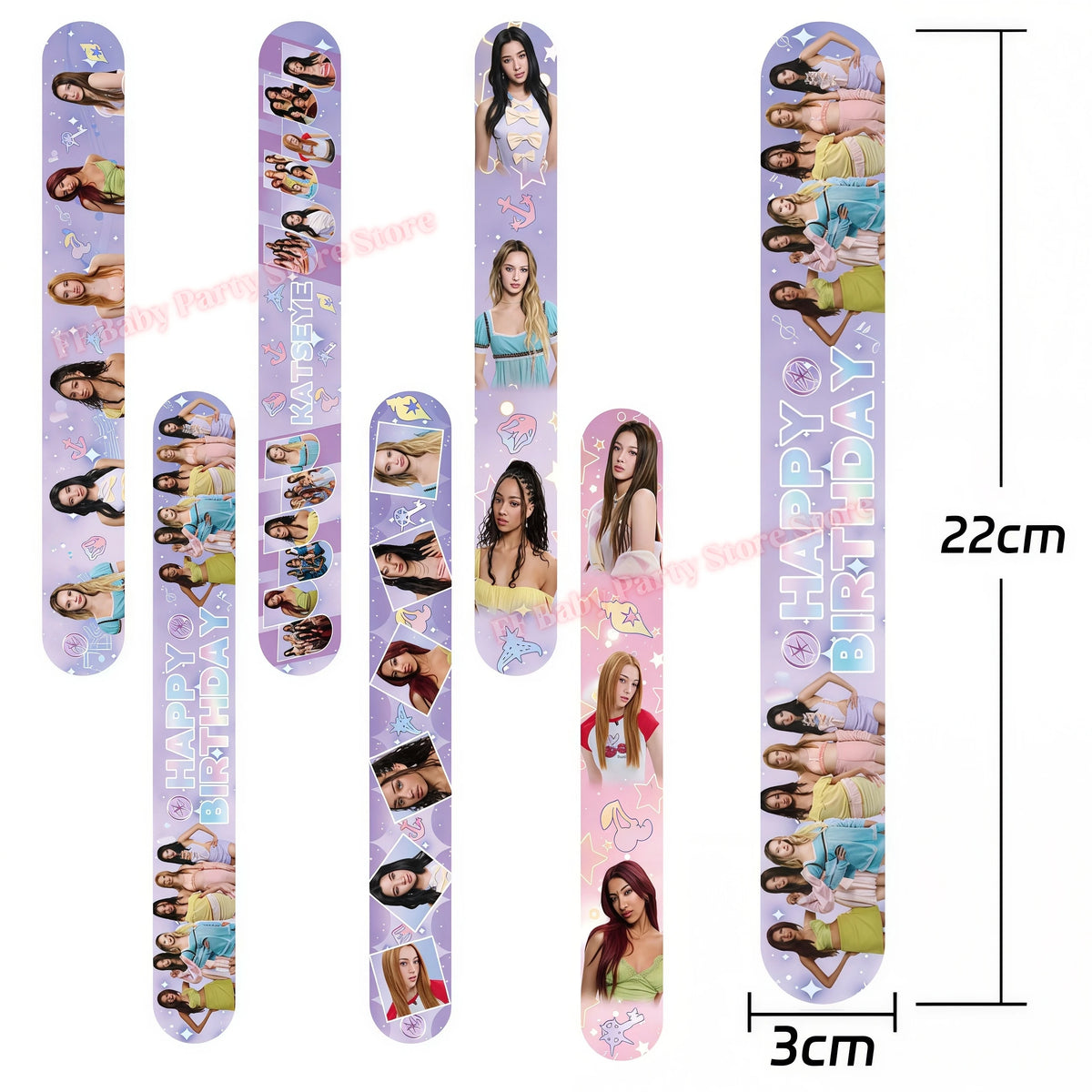 Katseye Kpop Slap Bracelets Party Favors – 6pcs Snap Wristbands Party Favor Bracelets Babs