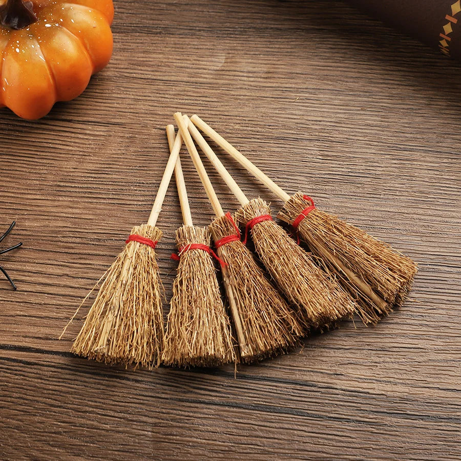 20Pcs Mini Witch Hats & Brooms Halloween DIY Decoration Set Halloween Craft Decor Babs