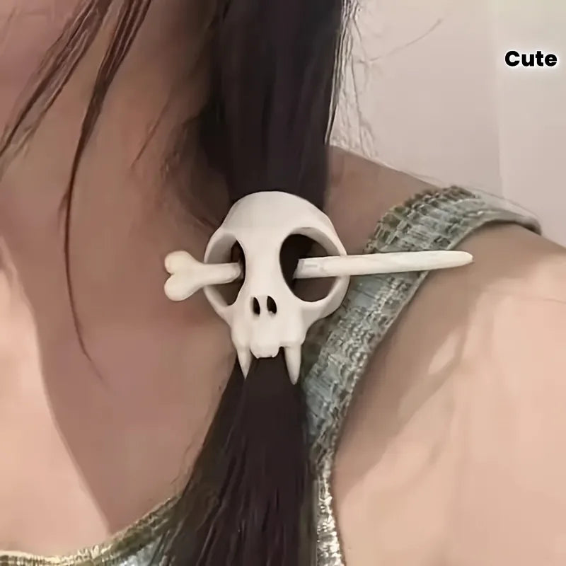 Skull Bone Hair Stick | Gothic Punk Halloween Hair Barrette Gothic Hair Accessory Babs