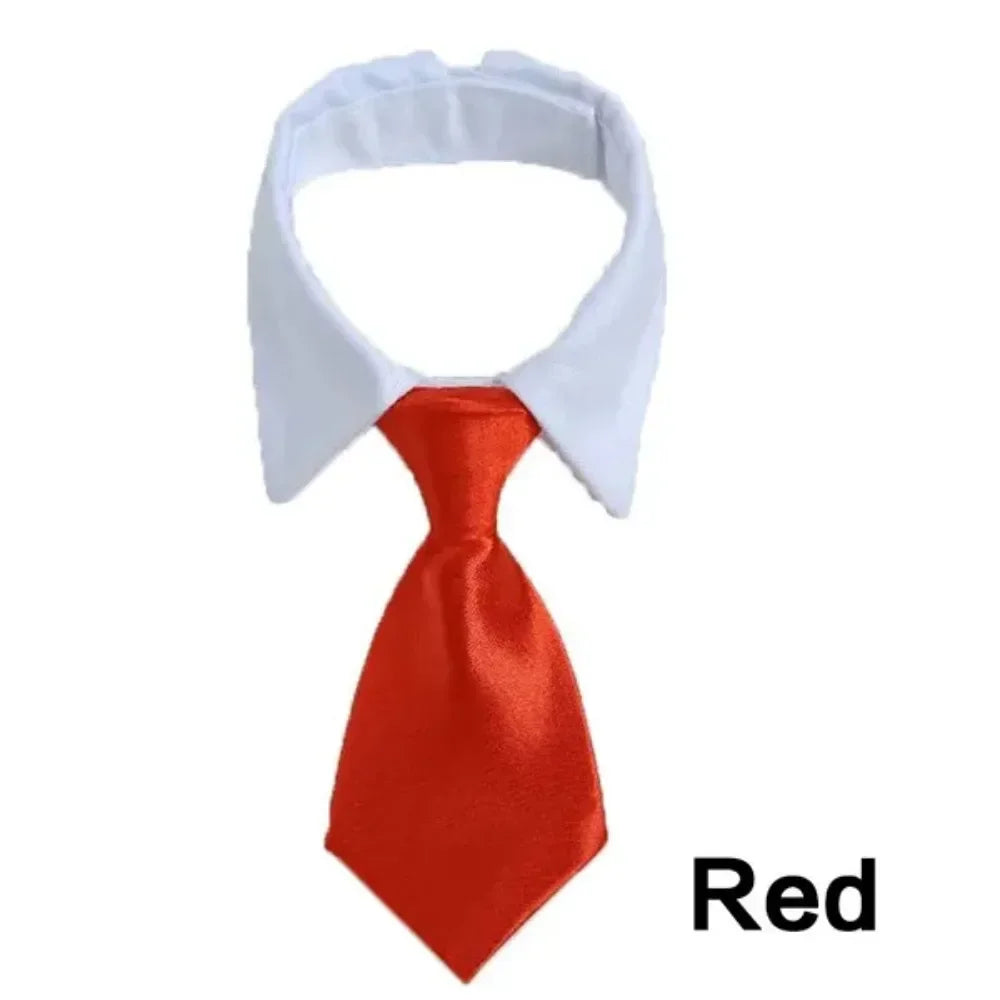 Adjustable Formal Suit Tie Collar for Small Dogs & Cats Pet Costume Tie Babs Red S