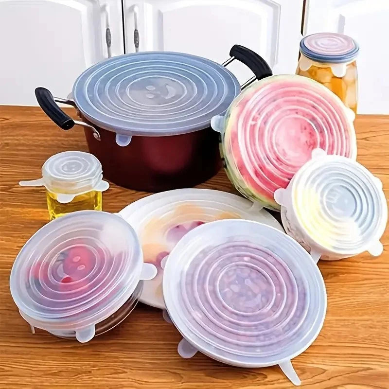 6-Piece Reusable Silicone Food Covers for Plates & Bowls Silicone Food Covers Babs