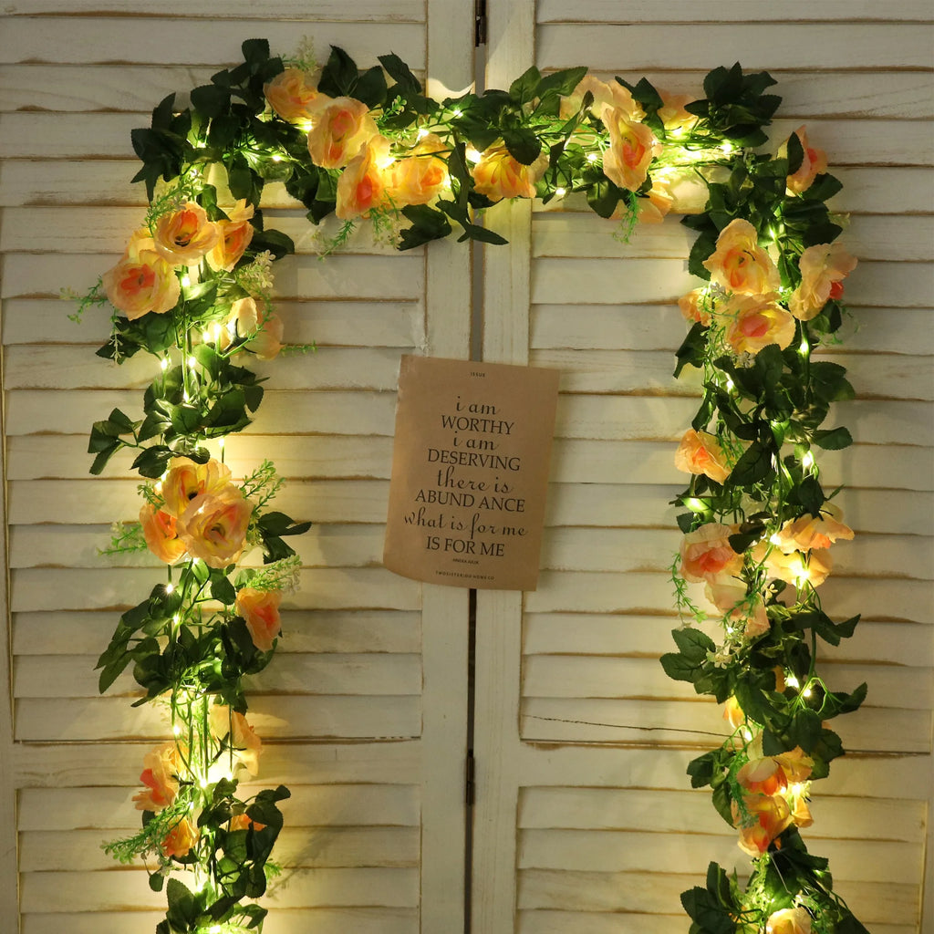 Rose LED Vine Light String – Artificial Flower Wedding Decor LED Floral Vine Light Babs
