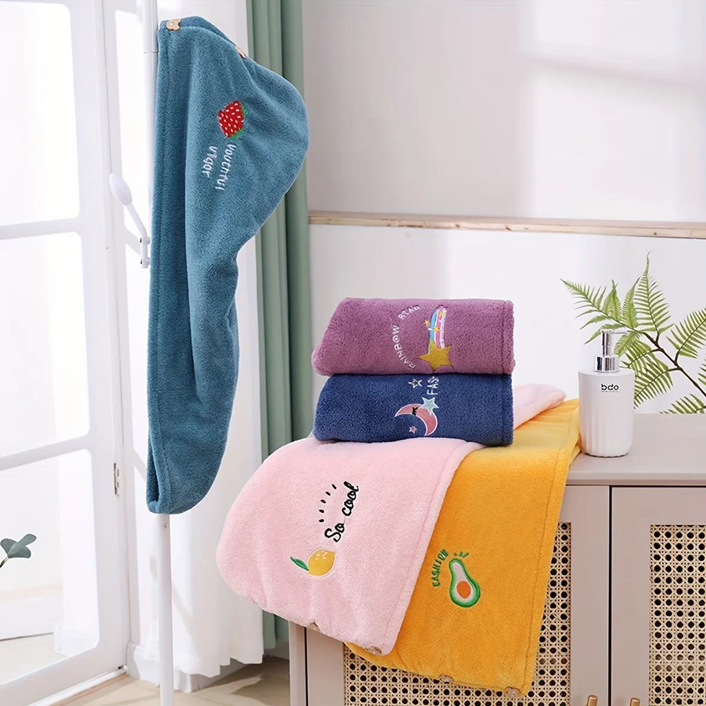 Microfiber Quick-Dry Hair Towel Cap – Super Absorbent Embroidered Microfiber Hair Cap Babs