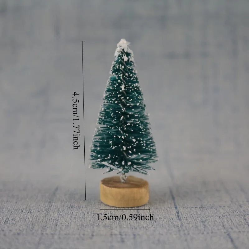 12pcs Miniature Christmas Trees Set – Snow Frost Artificial Pine Miniature Christmas Trees Babs