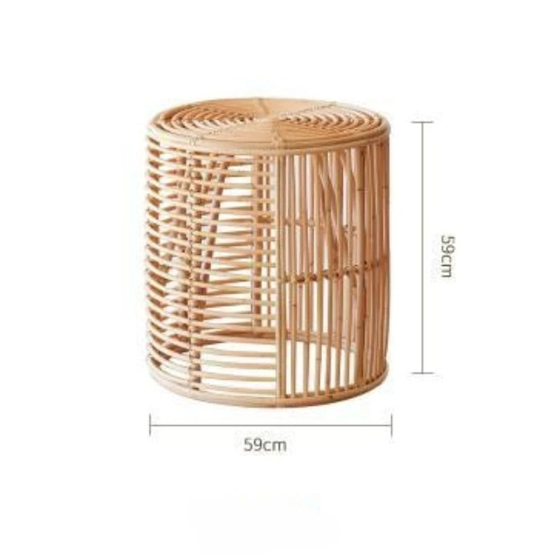 Rattan & Bamboo Nordic Round Coffee Table | Modern Living Room Round Coffee Table Babs Cylindrical