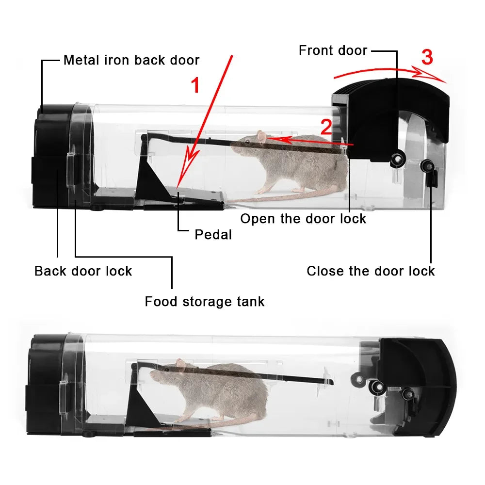 Humane Live Mouse Trap – Reusable Self-Locking Rodent Catcher Live Mouse Trap Babs