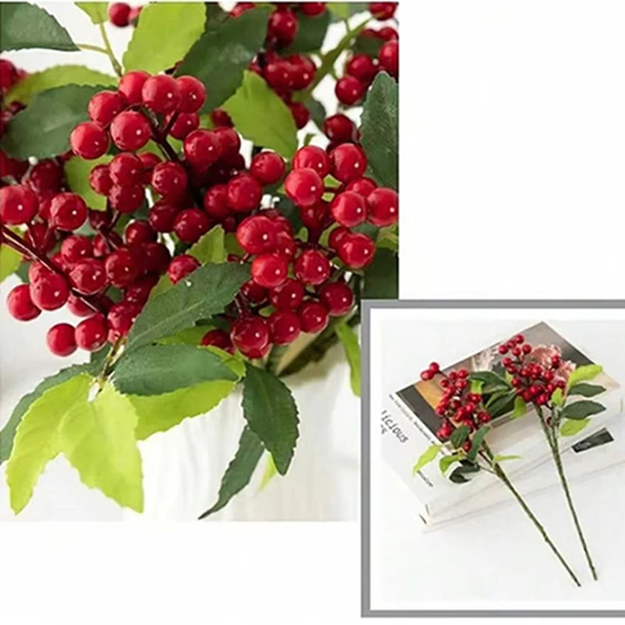 Artificial Holly Red Berry Branches – Christmas Home Décor Artificial Holly Branches Babs
