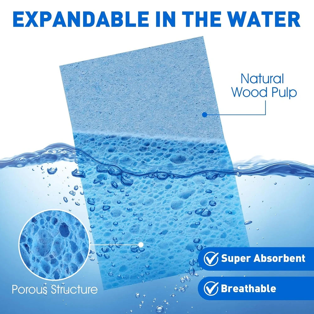 Compressed Cellulose Pop-Up Sponges – Non-Scratch Kitchen Scrub Kitchen Scrub Sponge Babs