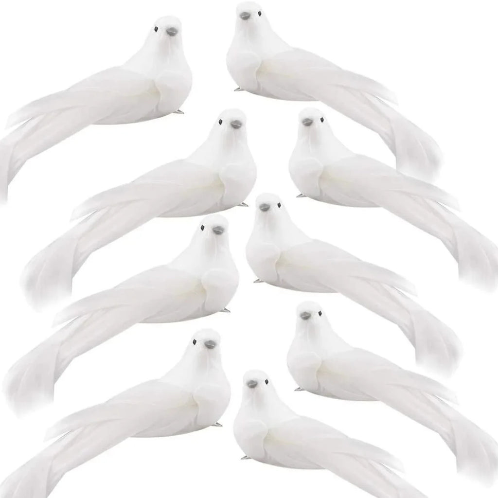 12 Artificial White Dove Bird Ornaments with Clip | Christmas Christmas Tree Ornaments Babs 12pcs One Size