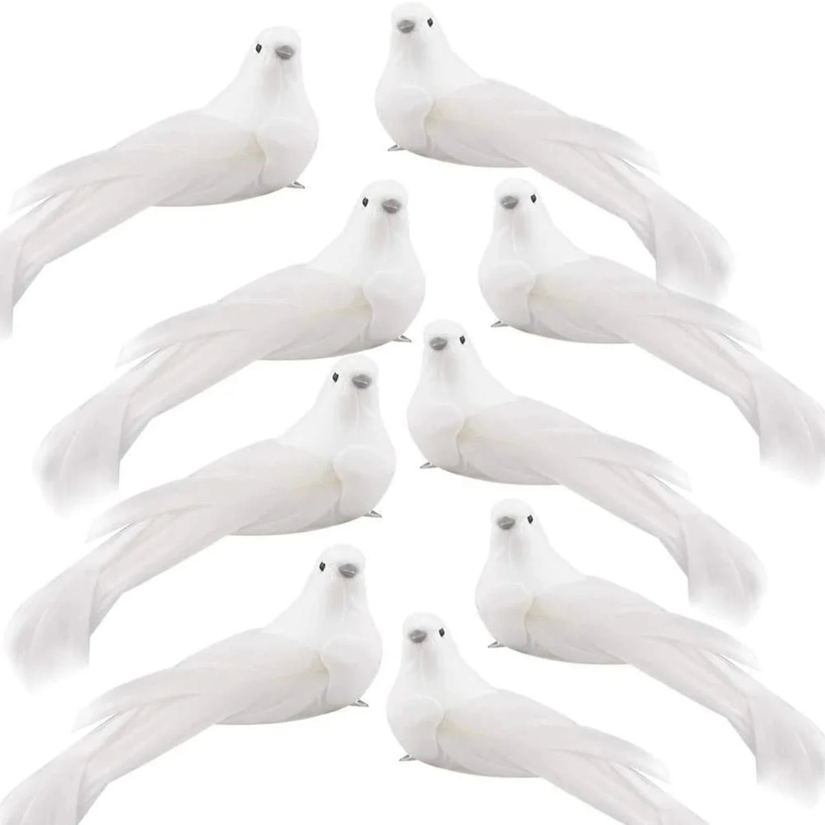 12 Artificial White Dove Bird Ornaments with Clip | Christmas Christmas Tree Ornaments Babs 12pcs One Size