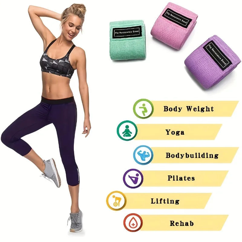 3-Pack Yoga Squat Resistance Bands – Butt Lift Stretch Belts Resistance Bands Set Babs