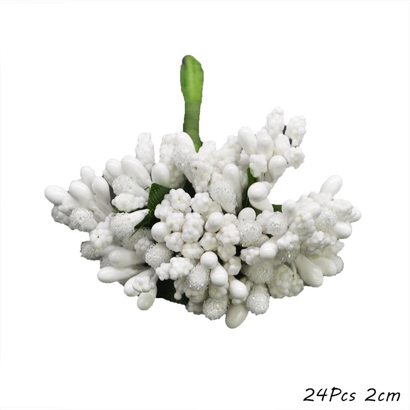White Artificial Cherry Stamen Berry Bundle | DIY Xmas & Wedding Decor Artificial Flower Bundle Babs F09