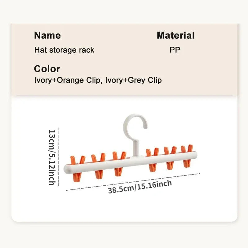 6-Clip Hat & Sock Organizer Rack | Closet Wardrobe Hanger Closet Organizer Rack Babs