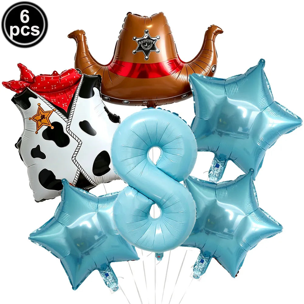Western Cowboy Foil Balloon Set – 6pc Birthday Party Decor