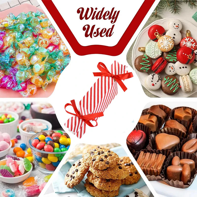 Christmas Red Candy Boxes with Ribbons – 10/50pcs Gift Bags Holiday Gift Box Babs