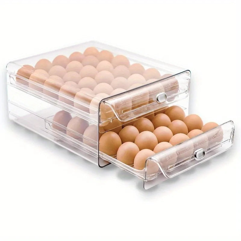 2-Layer Stackable Egg Organizer – Clear Fridge Container, 60 Eggs Egg Storage Organizer Babs 2L