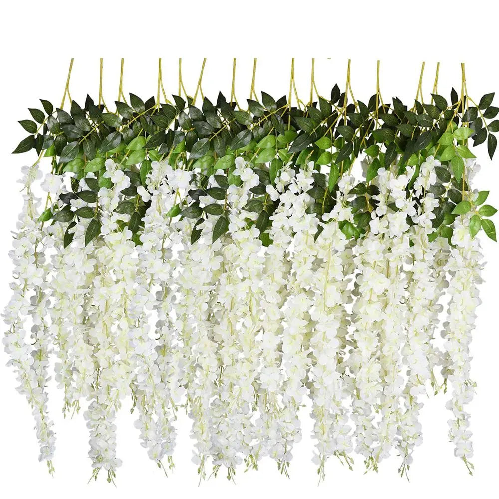 Artificial Silk Orchid Vine Garland for Wedding & Home Decor Artificial Flower Garland Babs WHITE 4 pcs