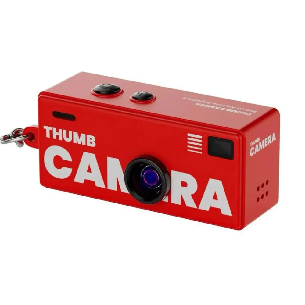 KEBIDUMEI Mini Retro Keychain Camera 1080P FHD Thumb Camcorder Mini Action Camera Babs Red No TF Card