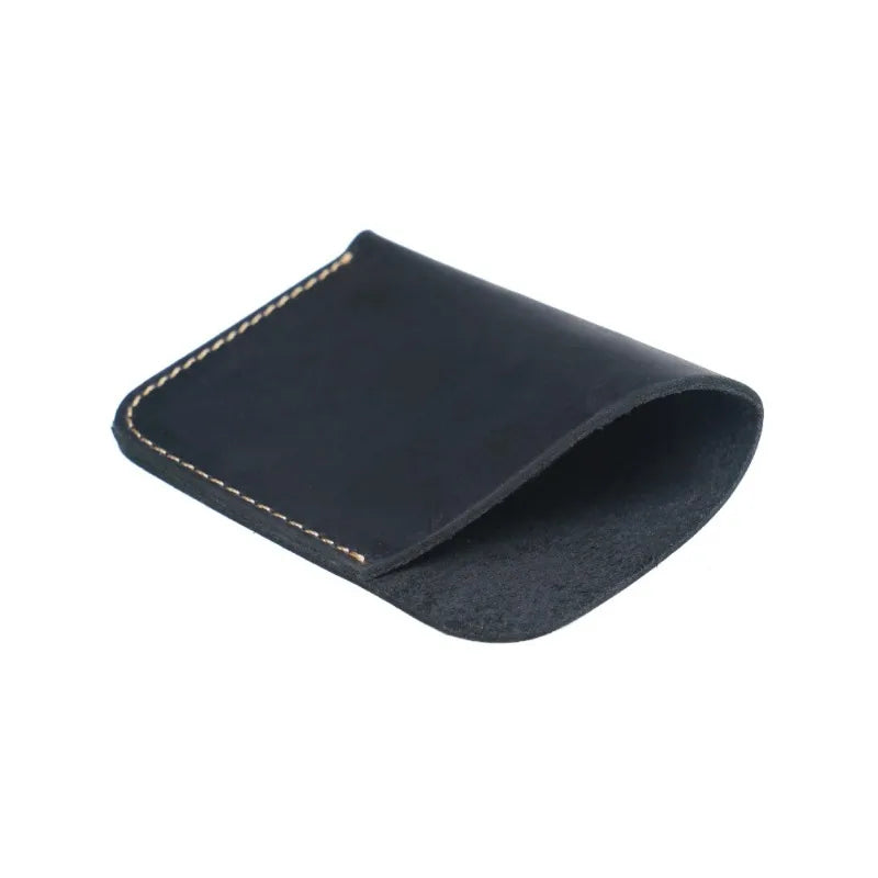 Vintage Cowhide Leather Wallet – Hand-Stitched Card Holder Leather Wallet Babs Black