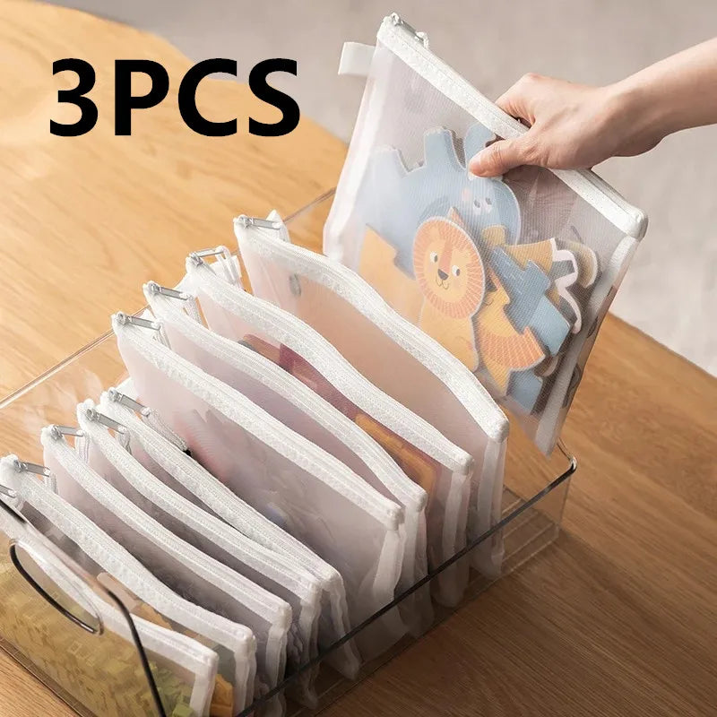 Kids Toy Storage Bags – Transparent Zipper Pouches for Blocks Toy Storage Bag Babs