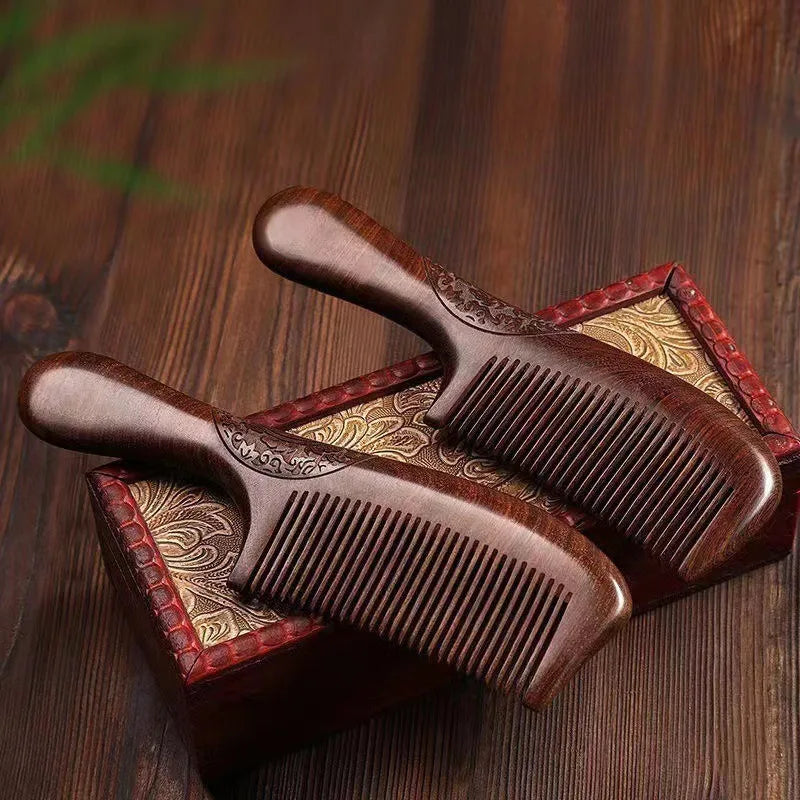 Vintage Sandalwood Double-Sided Comb – Detangle & Style Hair Styling Comb Babs