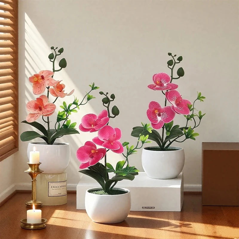Artificial Phalaenopsis Orchid Bonsai Potted Plant – Home Décor Artificial Potted Plant Babs