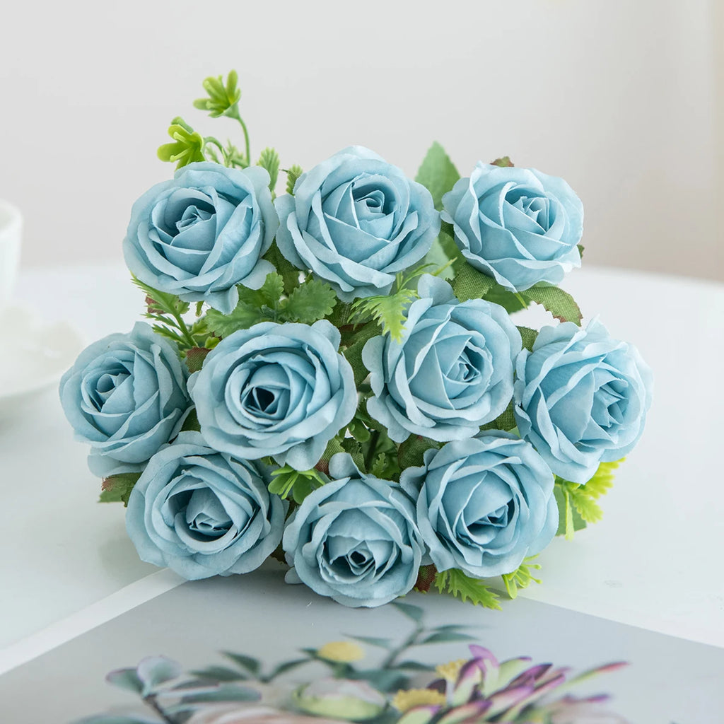 Artificial Silk Rose Bouquet – Wedding & Home Décor Artificial Flower Bouquet Babs Blue 1 pc