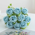 Artificial Silk Rose Bouquet – Wedding & Home Décor Artificial Flower Bouquet Babs Blue 1 pc