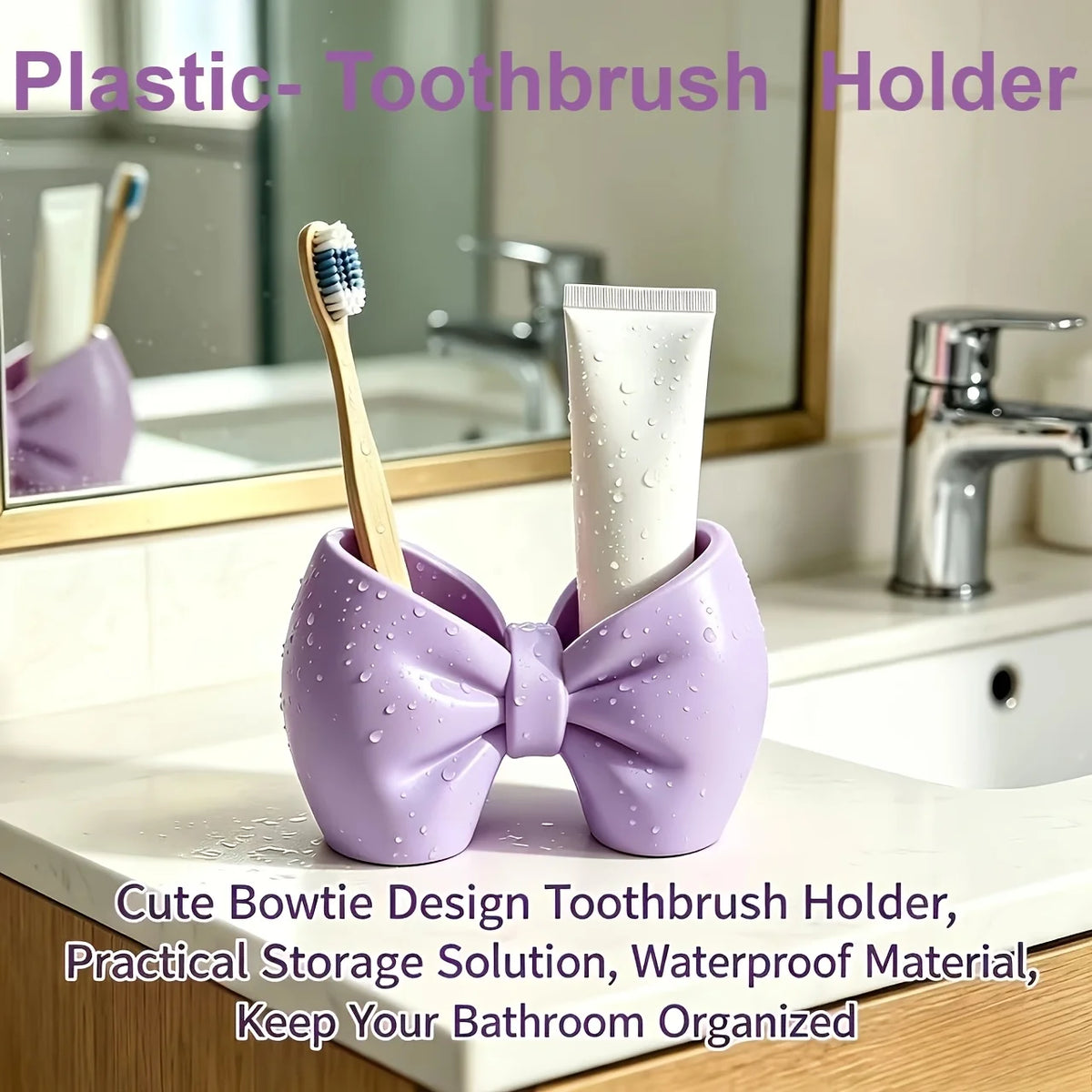 Bow-Shaped Toothbrush & Pen Holder – Cute Plastic Organizer Toothbrush Holder Babs
