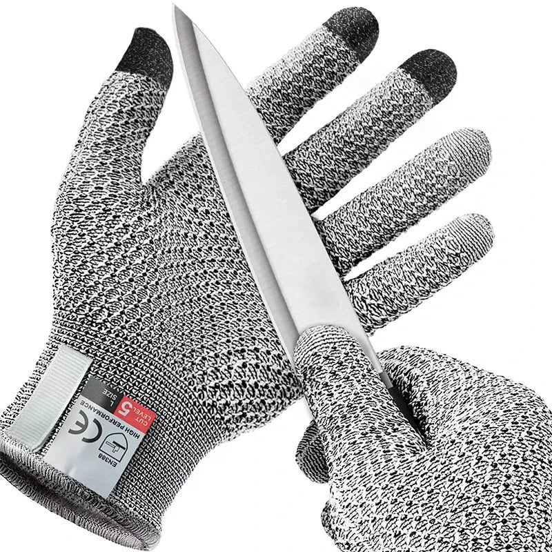 Cut-Resistant Touch Screen Kitchen Gloves – Food Grade Grey Cut-Resistant Gloves Babs Grey