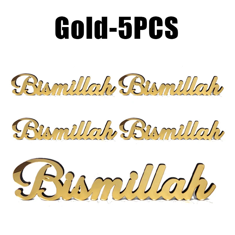 Ramadan Mubarak Gold Crescent Moon Star Desktop Decor Desktop Decoration Babs Gold 5PCS