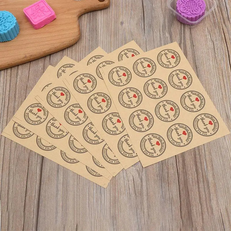 Kraft Paper Thank You Heart Stickers – 20 Sheets | Gift Labels Decorative Stickers Babs
