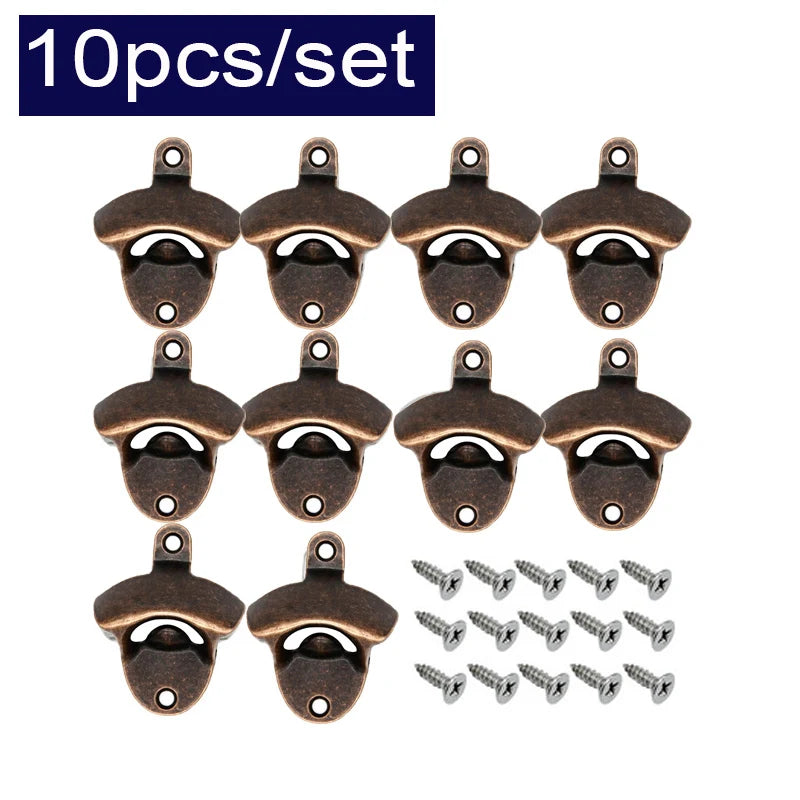 Vintage Wall Mounted Beer Bottle Opener – Zinc Alloy 10 Pack Bottle Opener Babs Red copper-10PCS