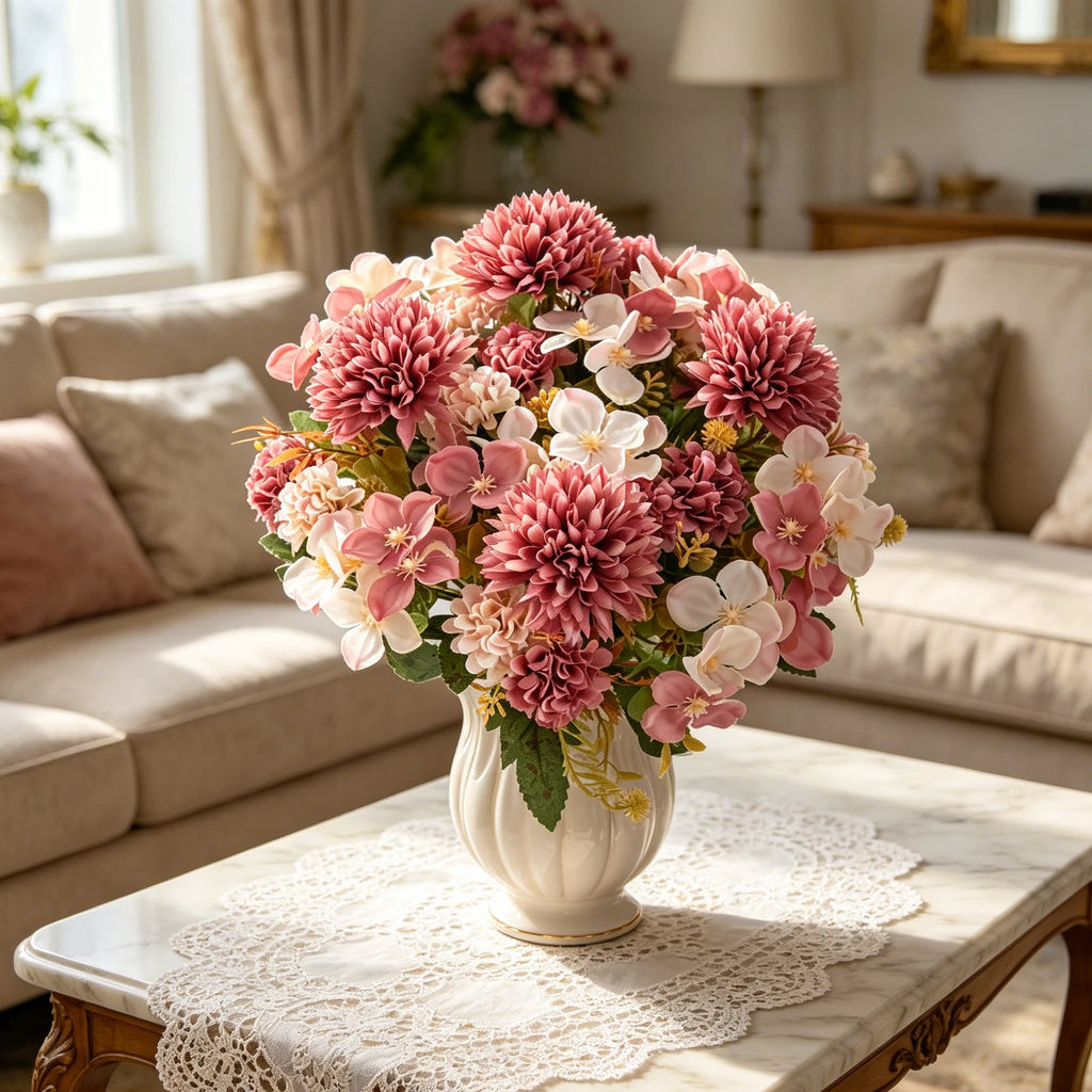 Artificial Silk Hydrangea Carnation Bouquet | Wedding Home Decor Artificial Flower Bouquet Babs