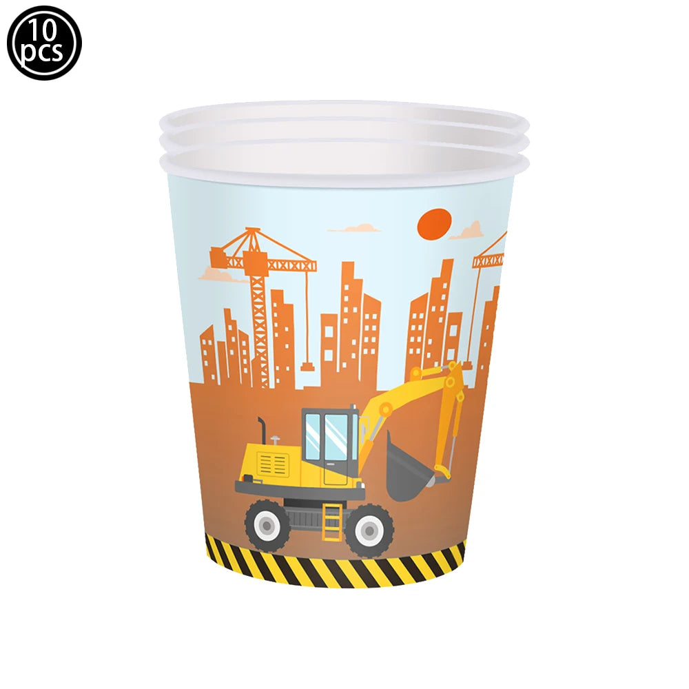 Construction Cake Toppers – Dump Truck & Excavator Party Decor Cake Toppers Babs Silver