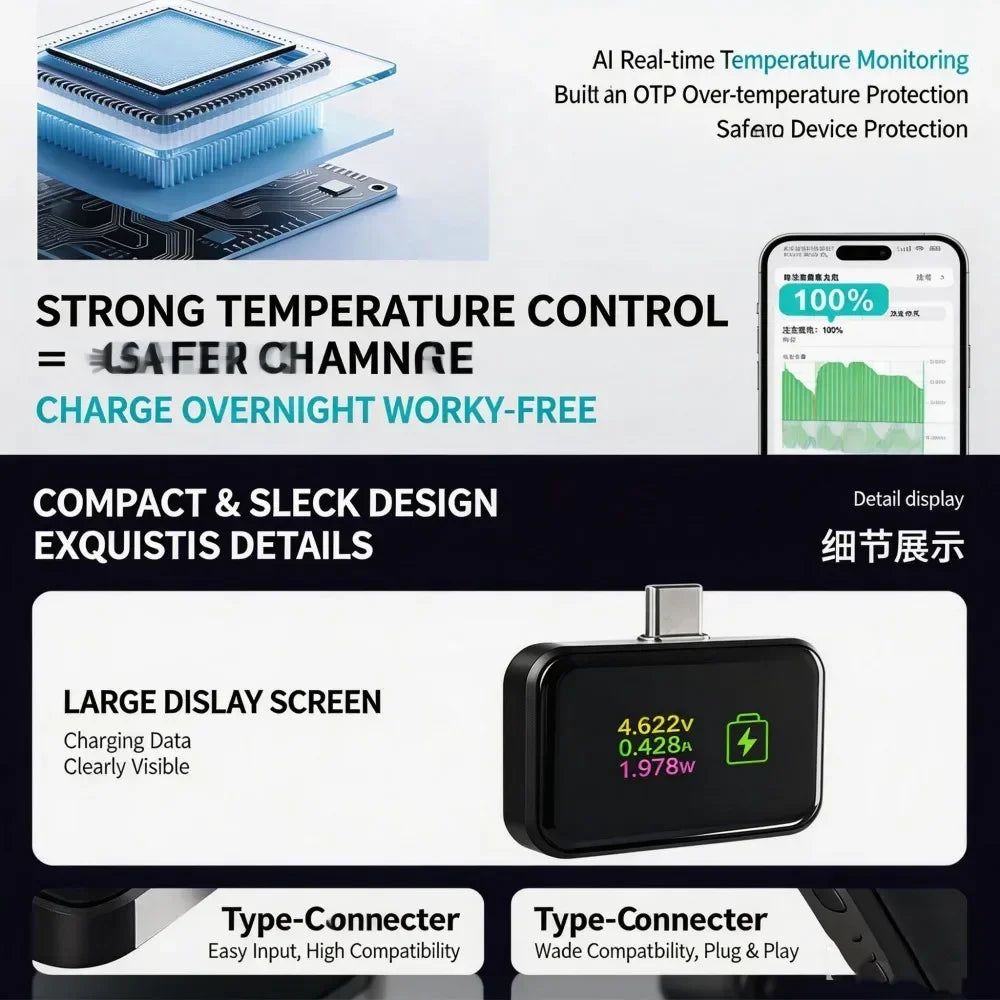 140W USB-C Fast Charging Adapter – Digital Display & Auto Off USB-C Charging Adapter Babs